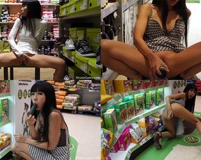 LITTLESUBGIRL – FUCKS CUCUMBER & SQUIRTS IN SUPERMARKET 2