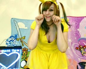 BabyZelda Pikachu Gushing Cream FuckMachine Tease in private premium video