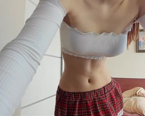 sexy schoolgirl strip dildo hot pussy