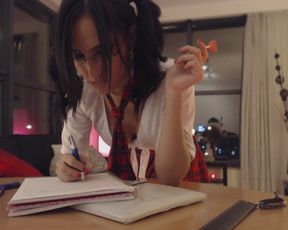 CrazyBella - dirty school girl riding n gets fucked