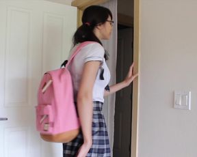 School girl loves ATM