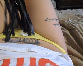 Slutty Brunette in a Mask Likes to Show off her Toys