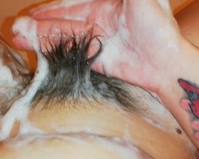 Washing my Extreme Hairy Cunt