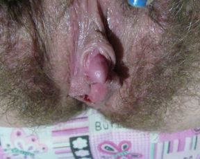 Rubbing my Huge Clitoris . Hairy Pussy Close up