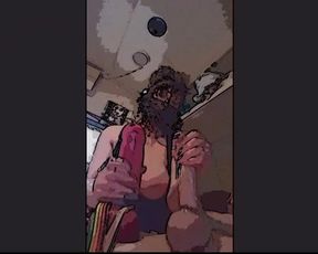 Cartoon Arab Teen Stroking two Cocks