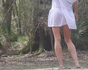 Florida Blonde Desire Striptease on Public Road gets Topless in Bikini