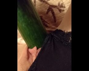 Fucking myself with a Huge Cucumber Til I Squirt
