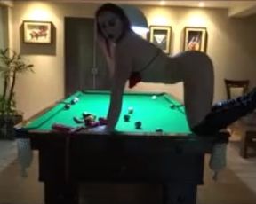 Striptease at the Billiard Table - Hot Brazilian Striper Hot Ass