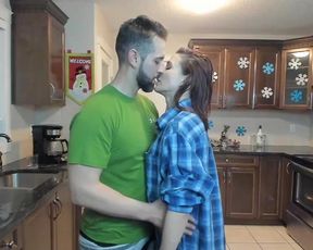 eating delicious canadian pussy in the kitchen